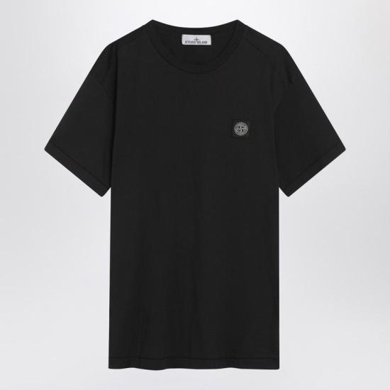 26FW 스톤 아일랜드 60/2 컴퍼스 패치 코튼 저지 슬림 핏 티셔츠 S152100027S0013 V0029 BLACK