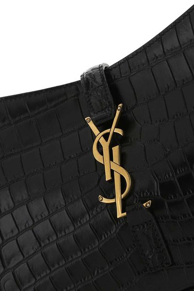  생로랑 크로커다일 엠보스 샤이니 레더 브론즈 모노그램 LE 5 A 7 호보백 657228DZESW 1062 BLACK - SAINT LAURENT