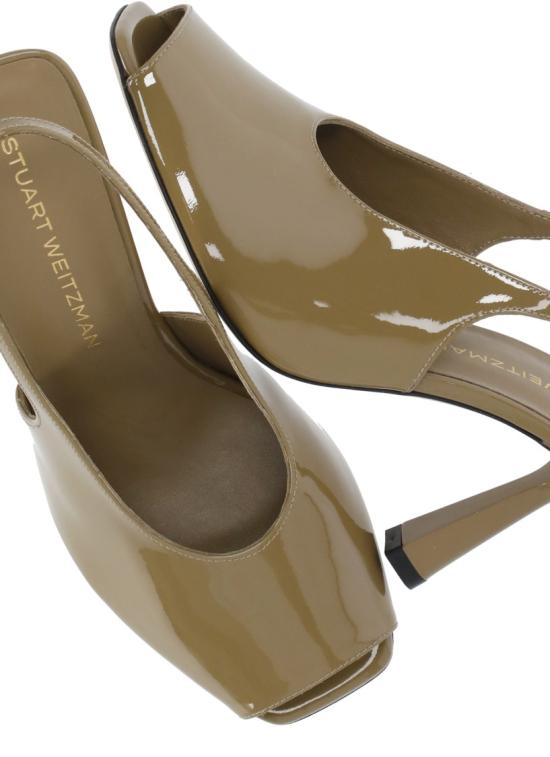 26SS 스튜어트 와이츠먼 힐/펌프스 VAL SLINGBACK 85PATENTGOLDEN OLIVE Brown - STUART WEITZMAN