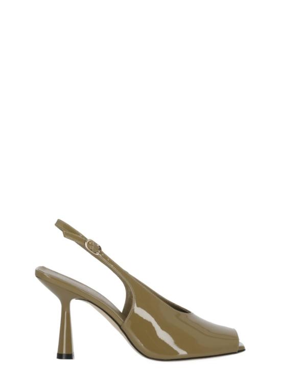 26SS 스튜어트 와이츠먼 힐/펌프스 VAL SLINGBACK 85PATENTGOLDEN OLIVE Brown
