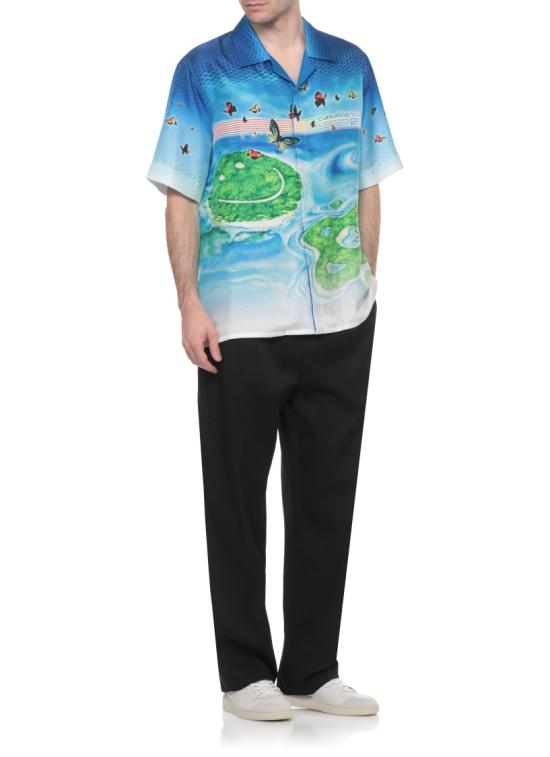 26SS 카사블랑카 반팔 셔츠 MSP26SH00302SILK TWILL Blue - CASABLANCA