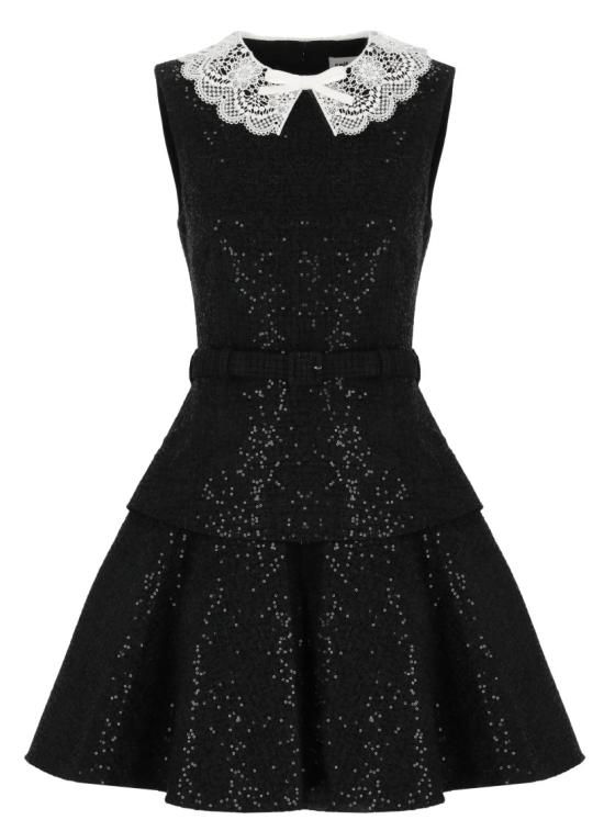 26FW 셀프 포트레이트 미디 원피스 PF26002SBBLACK SEQUIN BOUCLEBLACK