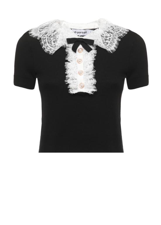 26FW 셀프 포트레이트 블라우스 PF26134TBBLACK KNIT LACEBLACK