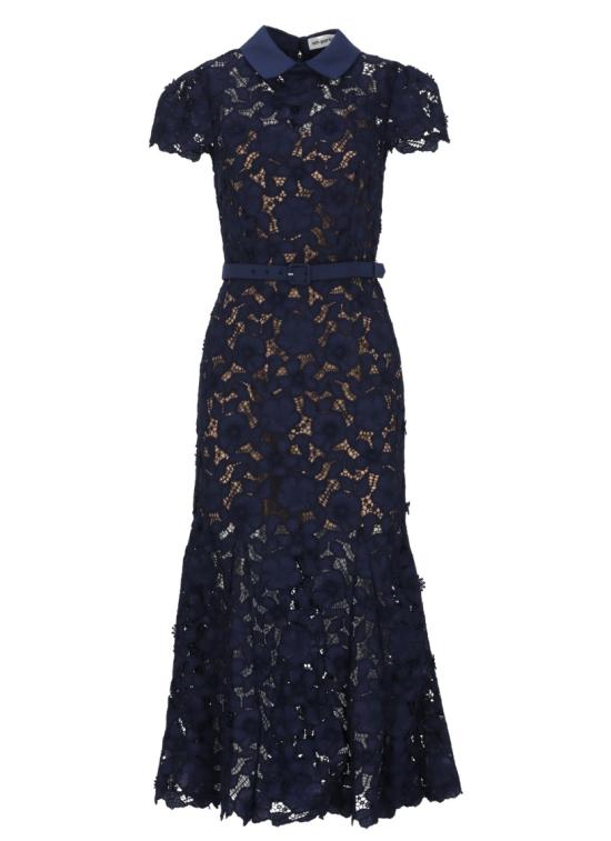 26SS 셀프 포트레이트 롱 원피스 RS26171MNNAVY GUIPURE LACENAVY Black