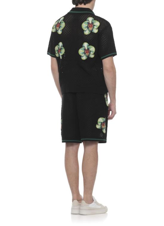 26SS 카사블랑카 반팔 셔츠 MSS26KW131601GLITCH ORCHID EMBROIDERED Black - CASABLANCA