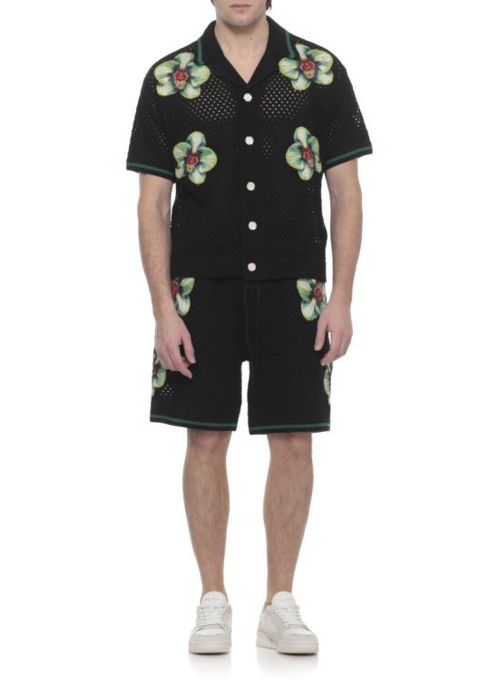 26SS 카사블랑카 반팔 셔츠 MSS26KW131601GLITCH ORCHID EMBROIDERED Black - CASABLANCA