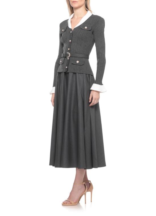 26FW 셀프 포트레이트 롱 원피스 PF26131MAGRGREY KNIT TWILLGREY Black - SELF PORTRAIT