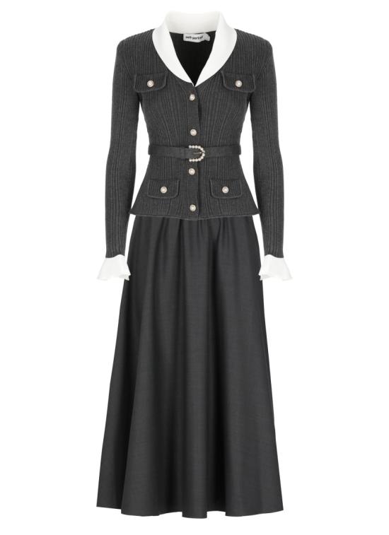 26FW 셀프 포트레이트 롱 원피스 PF26131MAGRGREY KNIT TWILLGREY Black