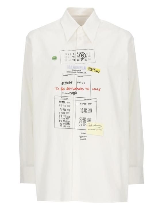 26SS MM6 메종마르지엘라 코튼 포플린 셔츠 S52DL0237M35480101 White