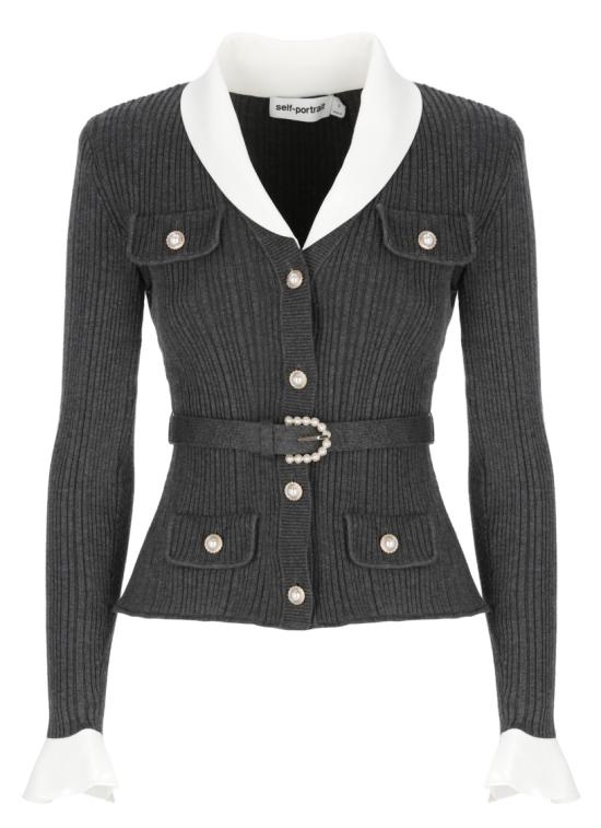 26FW 셀프 포트레이트 가디건 PF26131TGRGREY RIBBED KNITGREY
