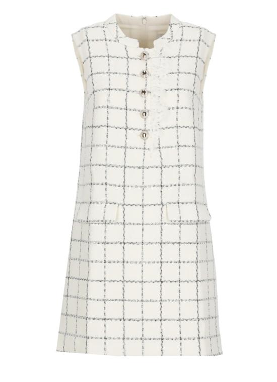 26SS 셀프 포트레이트 미디 원피스 SS26031SACCHECK BOUCLE LACE TRIMCREAM White