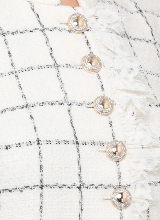 26SS 셀프 포트레이트 미디 원피스 SS26031SACCHECK BOUCLE LACE TRIMCREAM White - SELF PORTRAIT