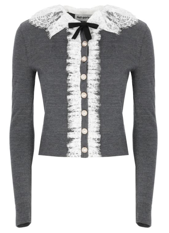 26FW 셀프 포트레이트 가디건 PF26134CGRGREY LACE COLLARGREY