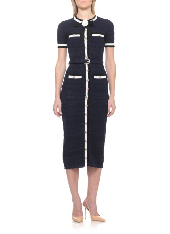 26FW 셀프 포트레이트 롱 원피스 PF26072MANNAVY POINTELLE KNITNAVY Black - SELF PORTRAIT