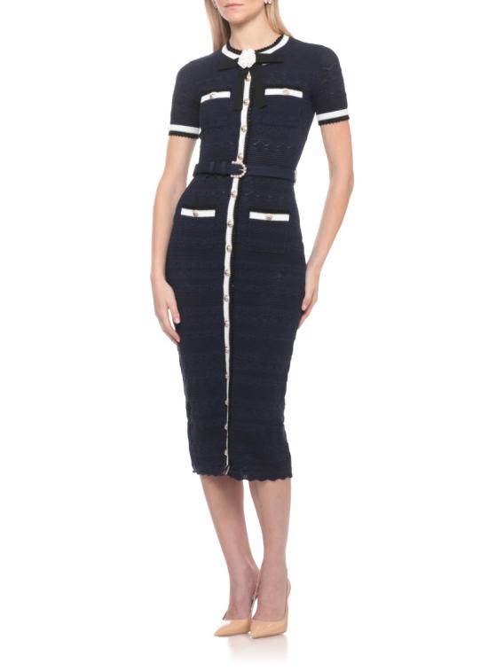 26FW 셀프 포트레이트 롱 원피스 PF26072MANNAVY POINTELLE KNITNAVY Black - SELF PORTRAIT