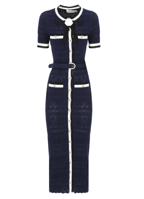 26FW 셀프 포트레이트 롱 원피스 PF26072MANNAVY POINTELLE KNITNAVY Black