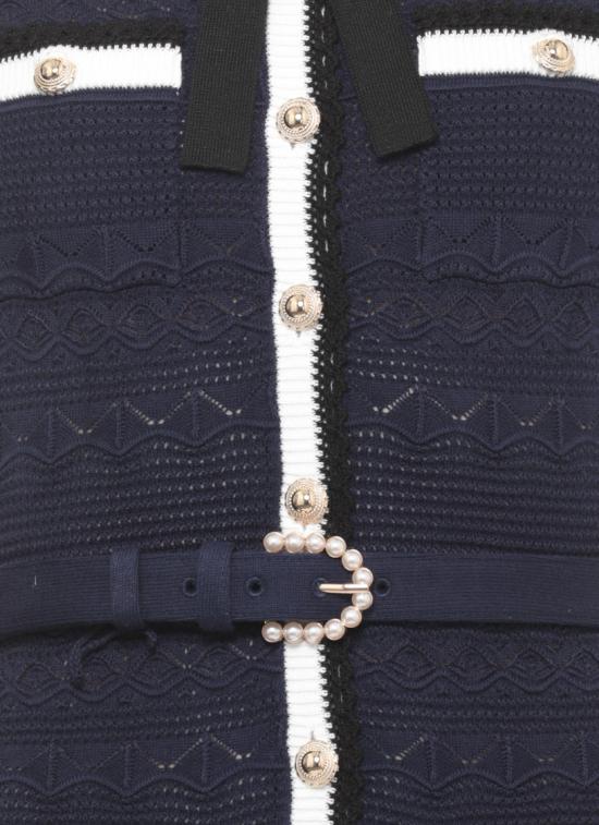 26FW 셀프 포트레이트 롱 원피스 PF26072MANNAVY POINTELLE KNITNAVY Black - SELF PORTRAIT