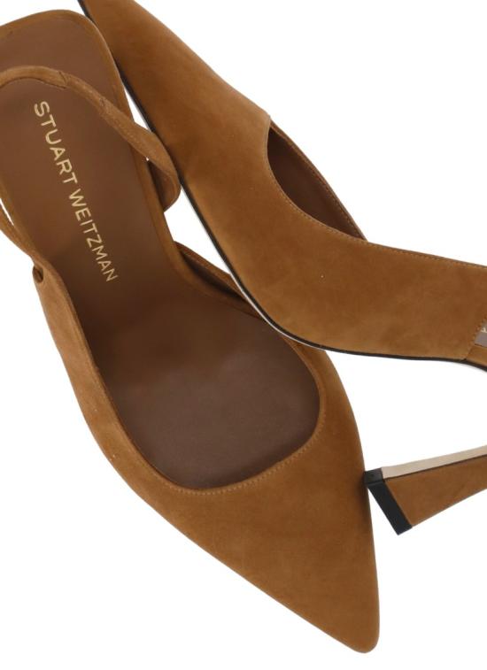26SS 스튜어트 와이츠먼 힐/펌프스 VINNIE 85 DRSAY SLINGBACKSUEDETOASTED ALMOND Brown - STUART WEITZMAN