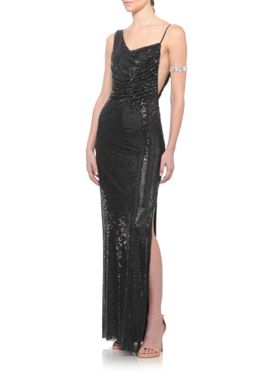 26FW 셀프 포트레이트 롱 원피스 PF26041XBBLACK RHINESTONE DRAPEDBLACK - SELF PORTRAIT
