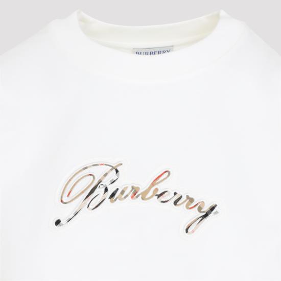 26FW 버버리 체크 커시브 로고 코튼 티셔츠 8118971 B7078 CHALK - BURBERRY