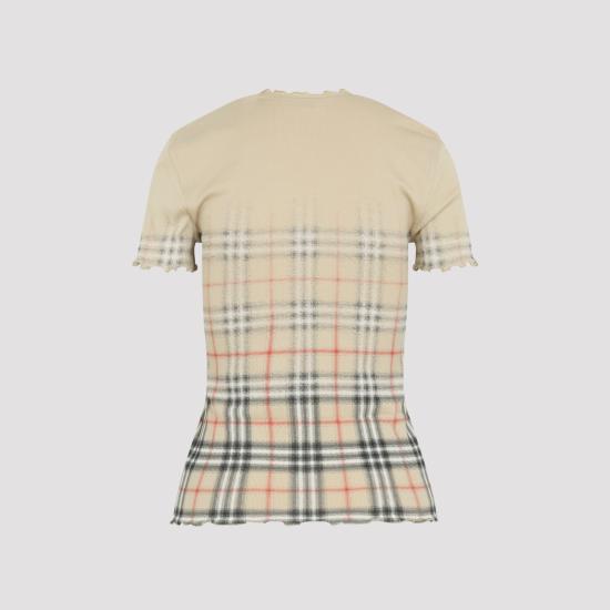 26FW 버버리 그라데이션 체크 스트레치 코튼 탑 8119042 B9368 SAND IP CHECK - BURBERRY