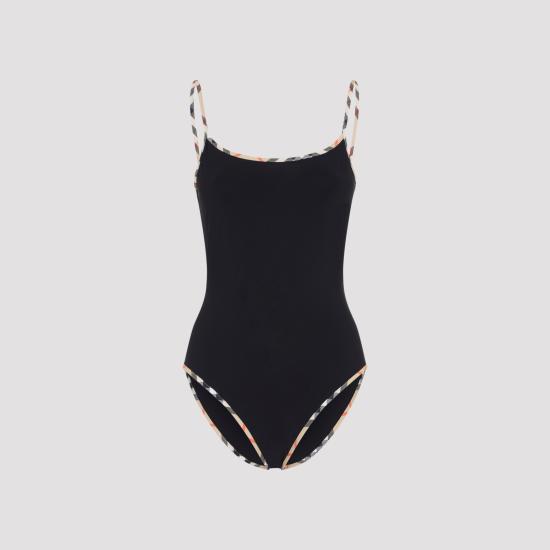 26SS 버버리 체크 트리밍 원피스 수영복 8118807 A1189 BLACK
