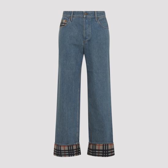 26SS 버버리 스트레이트 체크 턴업 진 8116361 A1322 MID BLUE - BURBERRY