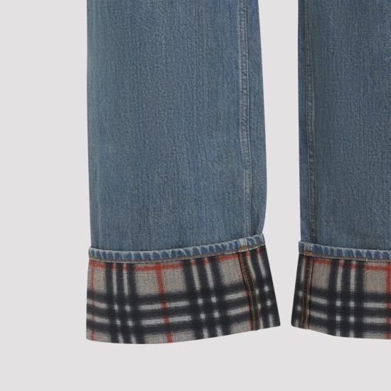 26SS 버버리 스트레이트 체크 턴업 진 8116361 A1322 MID BLUE - BURBERRY