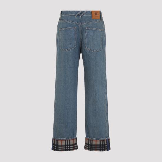 26SS 버버리 스트레이트 체크 턴업 진 8116361 A1322 MID BLUE - BURBERRY