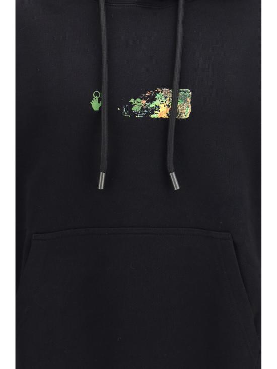 26FW 오프화이트 후드 티셔츠 OMBB085F26FLE00400 001 BLACK - OFF WHITE