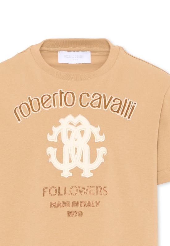 26FW [키즈] 로베르토 카발리 티셔츠 CBA26070TS BEIG MARZ BEIGE - ROBERTO CAVALLI