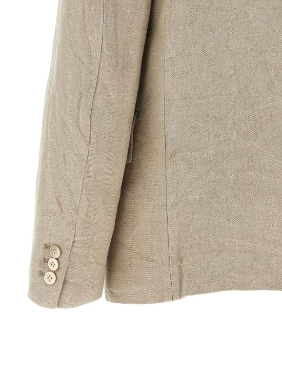  꼼데가르송 자켓 Comme Des Garçons 쉐브론 리넨 블레이저 베이지 - COMME DES GARCONS