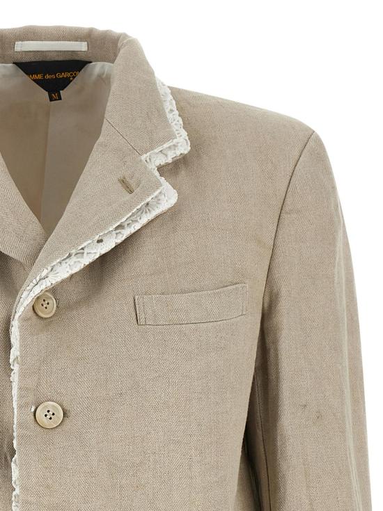  꼼데가르송 자켓 Comme Des Garçons 쉐브론 리넨 블레이저 베이지 - COMME DES GARCONS