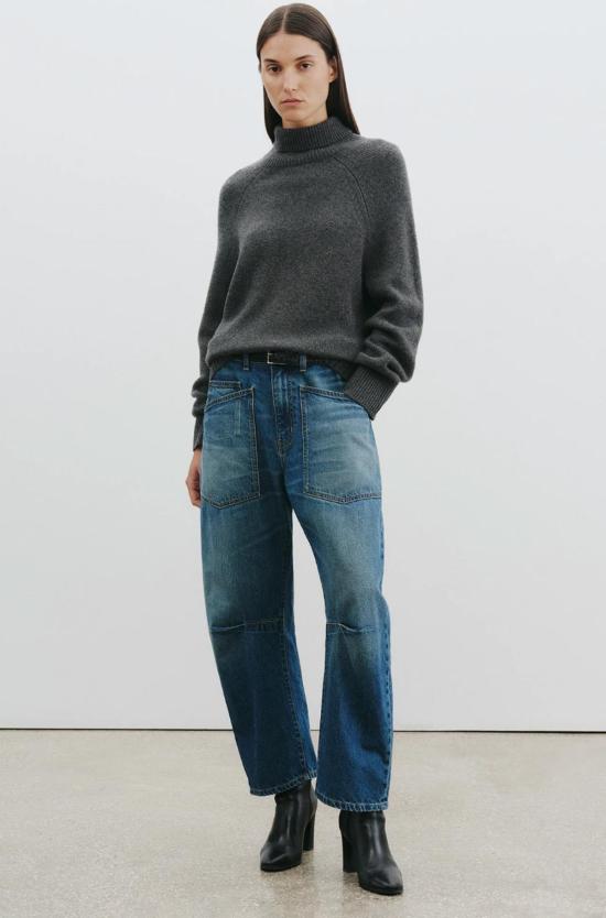  닐리로탄 데님 팬츠 닐리 로탄 숀 미드라이즈 스트레치 보우 레그 데님 - NILI LOTAN