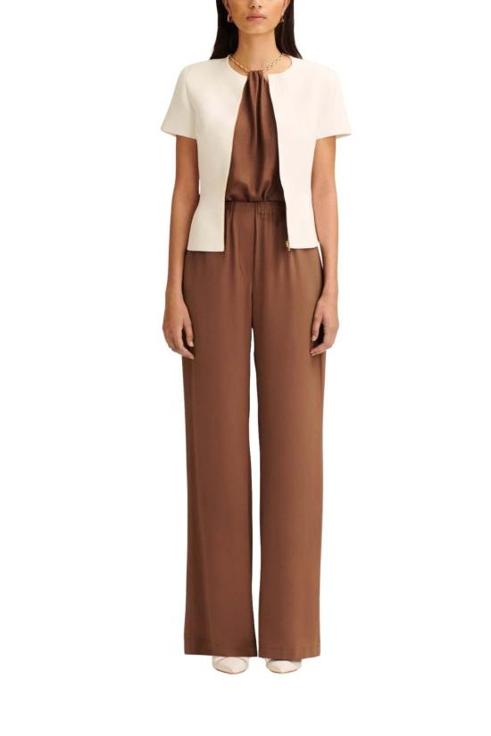  Scanlan Theodore 자켓 스캔란 시어도어 크레이프 니트 반팔 페플럼 재킷 크림색 - OTHER BRANDS