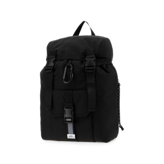 26FW 아페쎄 로고 프린트 버클 플랩 백팩 PAAGE H62631 LZZ BLACK - A.P.C.