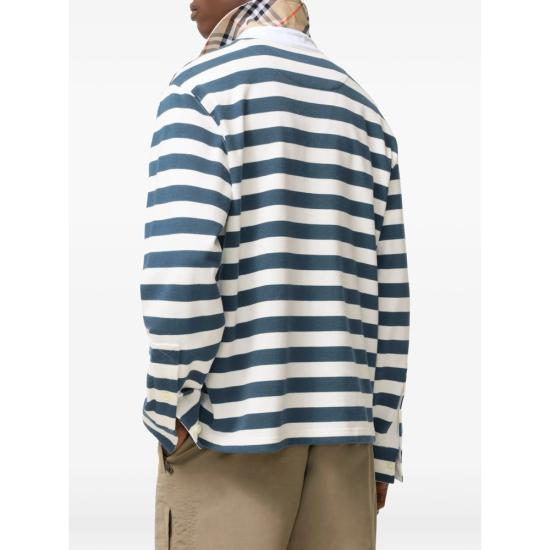 26FW 버버리 폴로 티셔츠 8127647 RUGBY POLO C6462 BLUE WHITE - BURBERRY