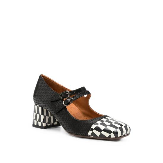 26FW 치에 미하라 힐/펌프스 VOLCANO49 NEGRO BLACK WHITE - CHIE MIHARA