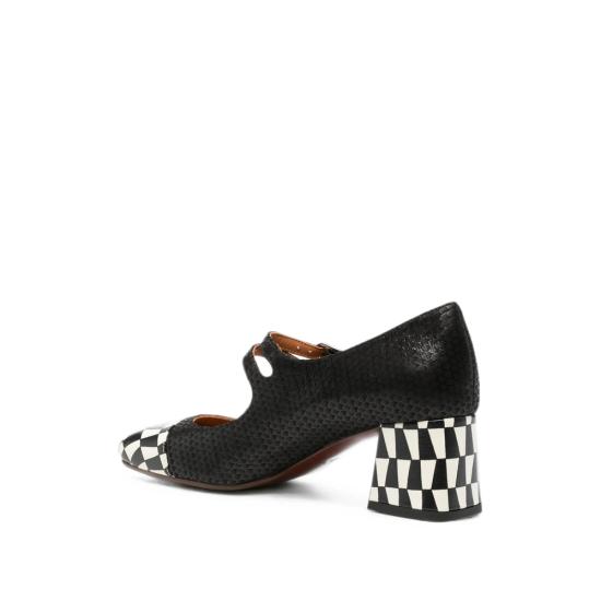 26FW 치에 미하라 힐/펌프스 VOLCANO49 NEGRO BLACK WHITE - CHIE MIHARA
