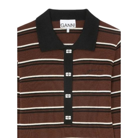 26FW 가니 폴로 티셔츠 A1170004 999 BROWN - GANNI