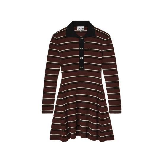 26FW 가니 미디 원피스 A1030660 999 BROWN