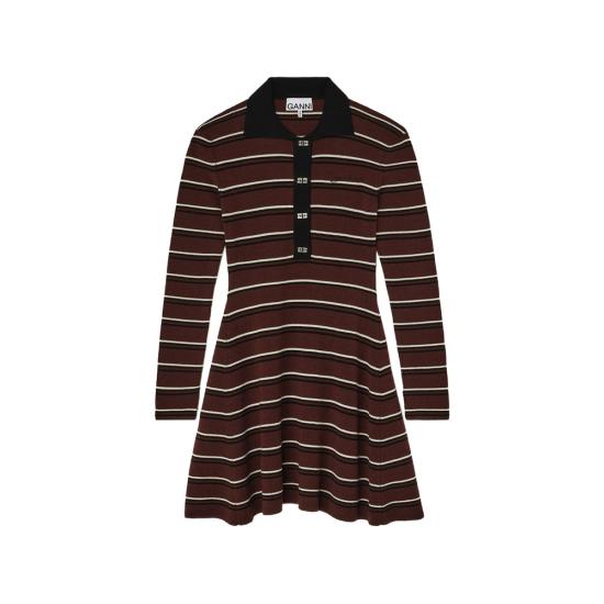 26FW 가니 미디 원피스 A1030660 999 BROWN