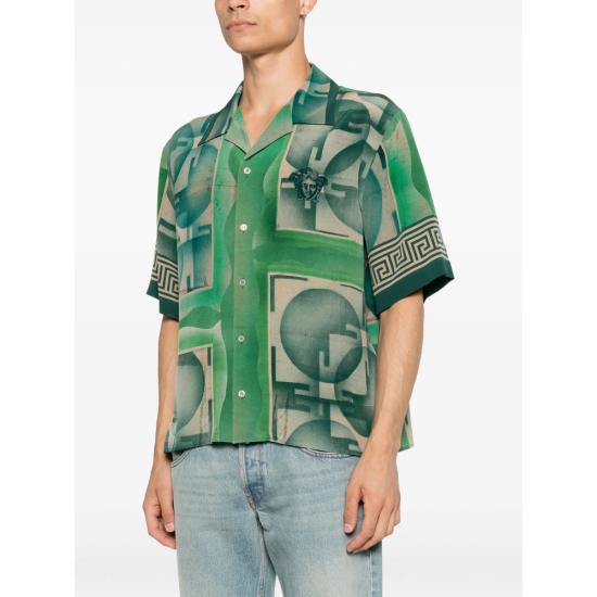 26FW 베르사체 반팔 셔츠 1A18726 1025703 5GE40 GREEN NEUTRALS - VERSACE