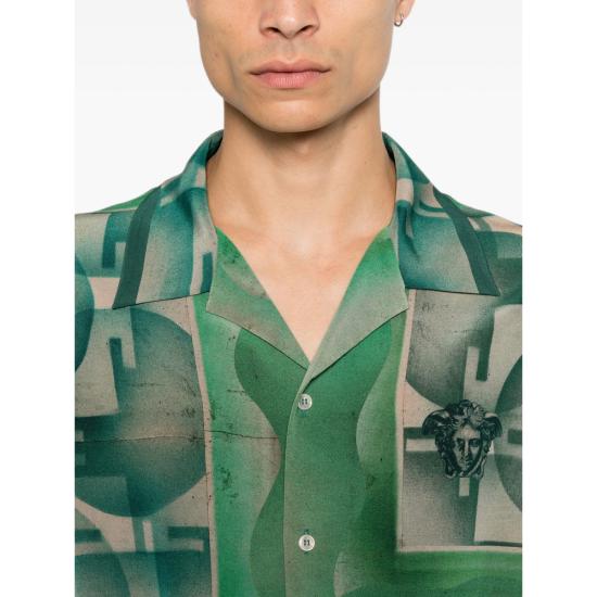 26FW 베르사체 반팔 셔츠 1A18726 1025703 5GE40 GREEN NEUTRALS - VERSACE