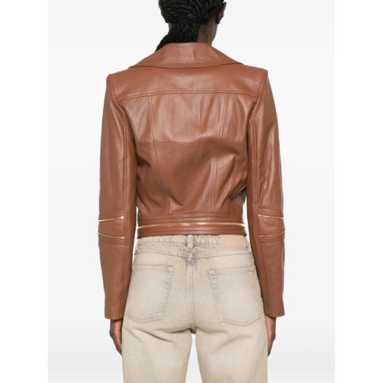 26FW 엘리자베타프랜치 가죽 자켓 GD01Z66E2 FK3 BROWN - ELISABETTA FRANCHI