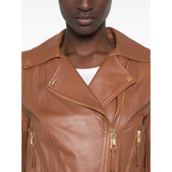 26FW 엘리자베타프랜치 가죽 자켓 GD01Z66E2 FK3 BROWN - ELISABETTA FRANCHI