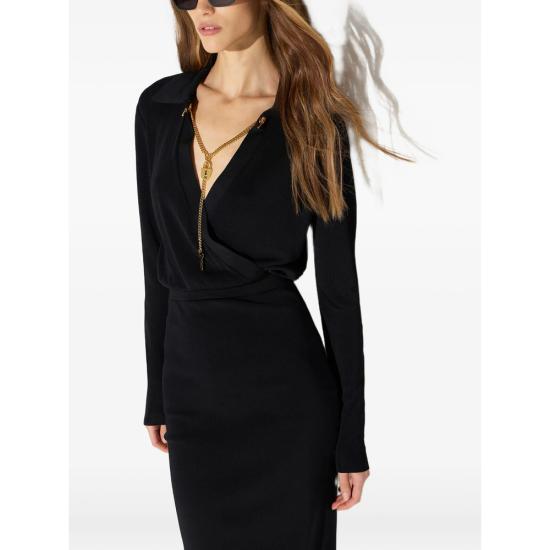26FW 엘리자베타프랜치 미디 원피스 AM19S66E2 110 BLACK - ELISABETTA FRANCHI