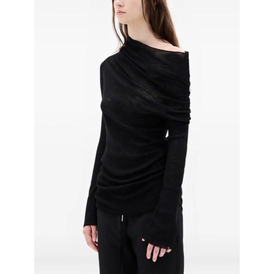 26FW 앤 드뮐미스터 긴팔 티셔츠 B0010916 FA059 099 BLACK - ANN DEMEULEMEESTER
