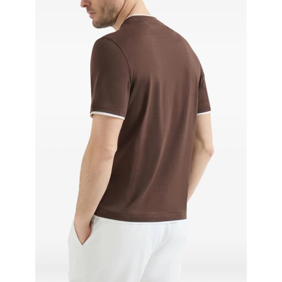 26FW 브루넬로 쿠치넬리 자수 로고 티셔츠 M0B137427 CFU86 BROWN - BRUNELLO CUCINELLI