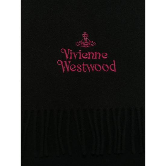26FW 비비안웨스트우드 자수 로고 머플러 81030007 W00Q7 N401 BLACK - VIVIENNE WESTWOOD